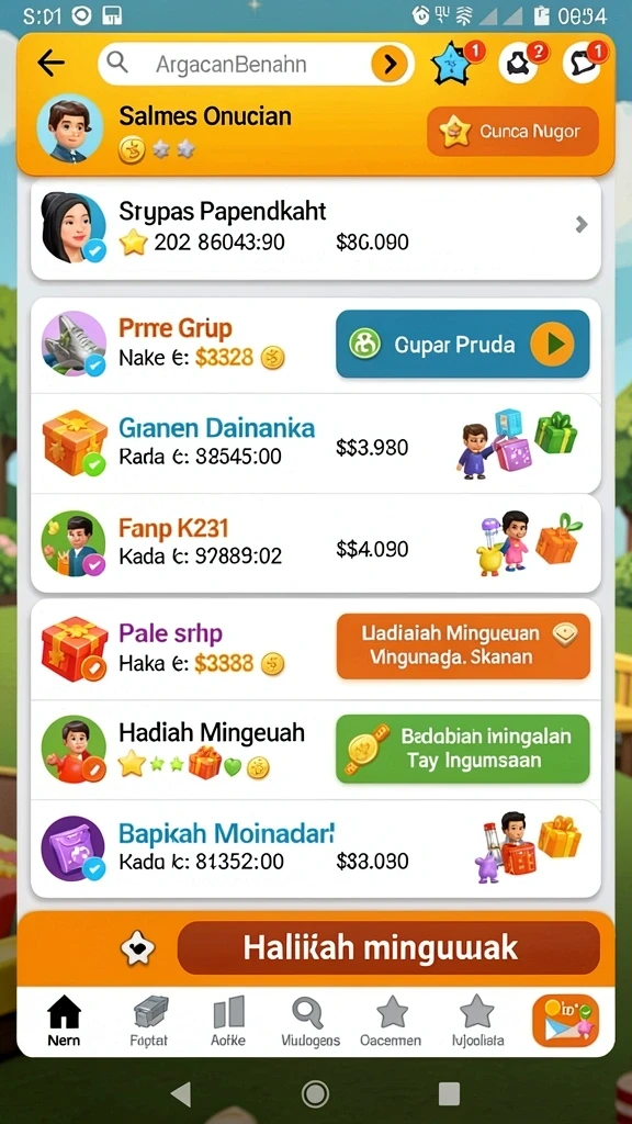 Tangkapan layar menampilkan menu karakter yang variatif.