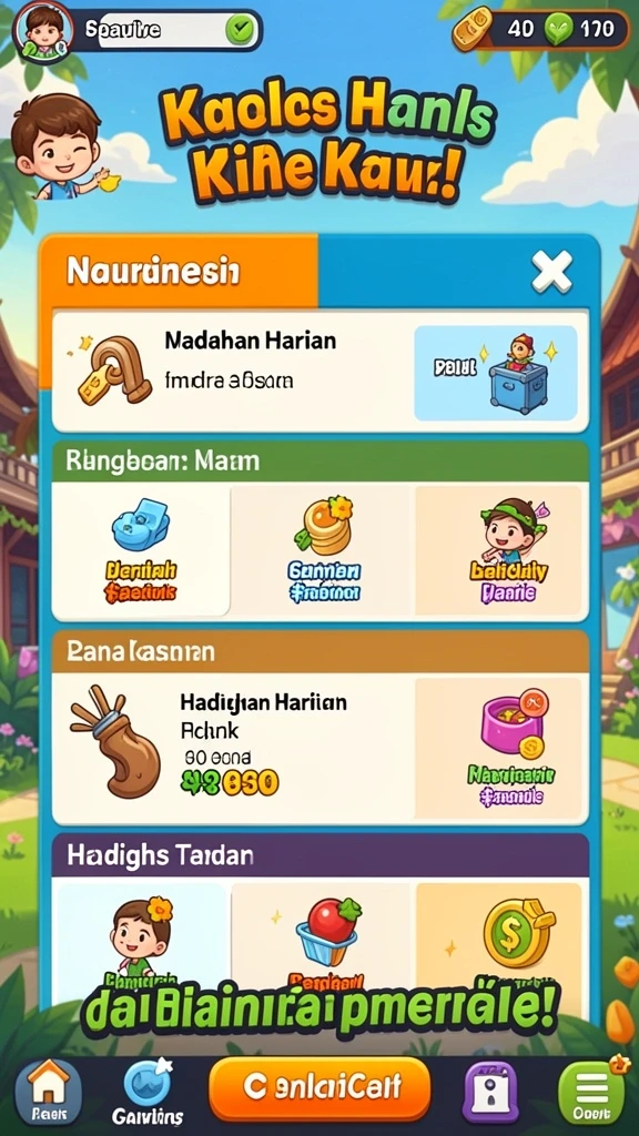 Menu permainan beragam siap untuk dijelajahi.