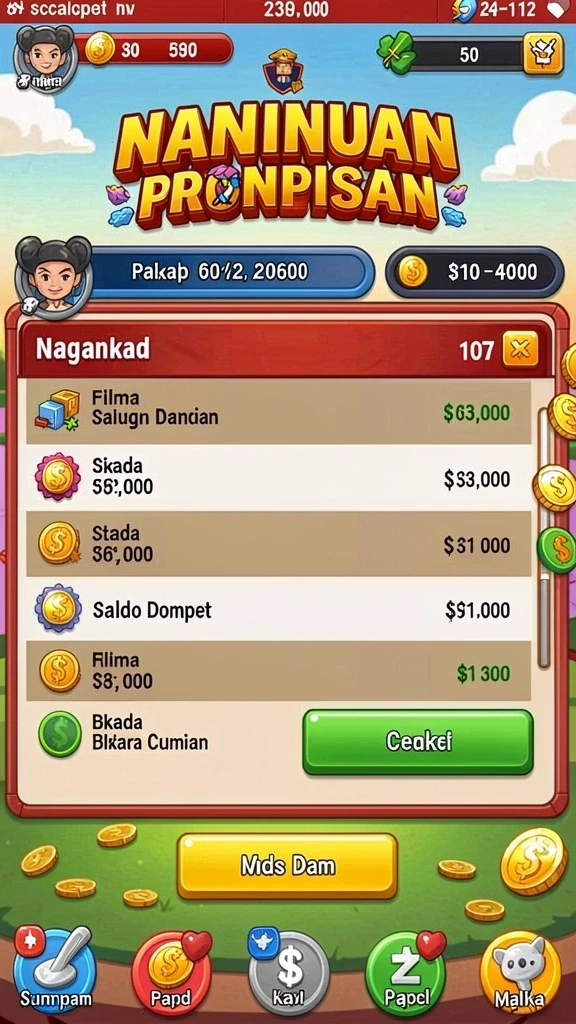 Menu karakter yang mudah dinavigasi.